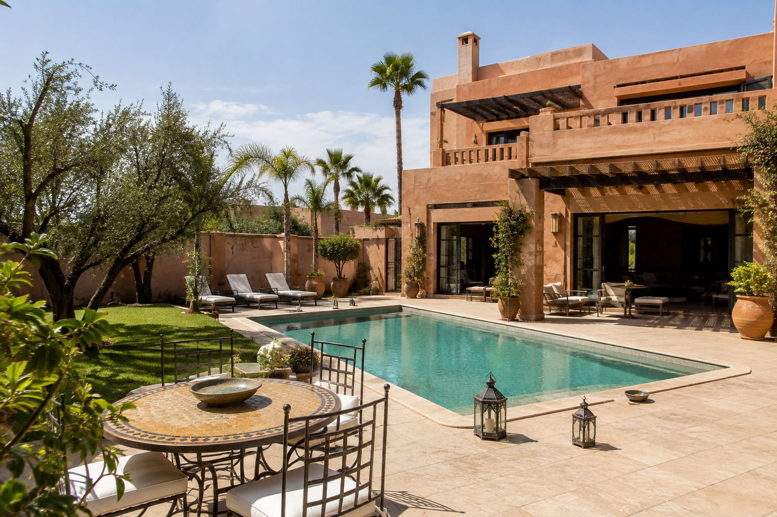 Villa avec piscine gérée en conciergerie Airbnb à la Palmeraie, Marrakech, par Carré VIP